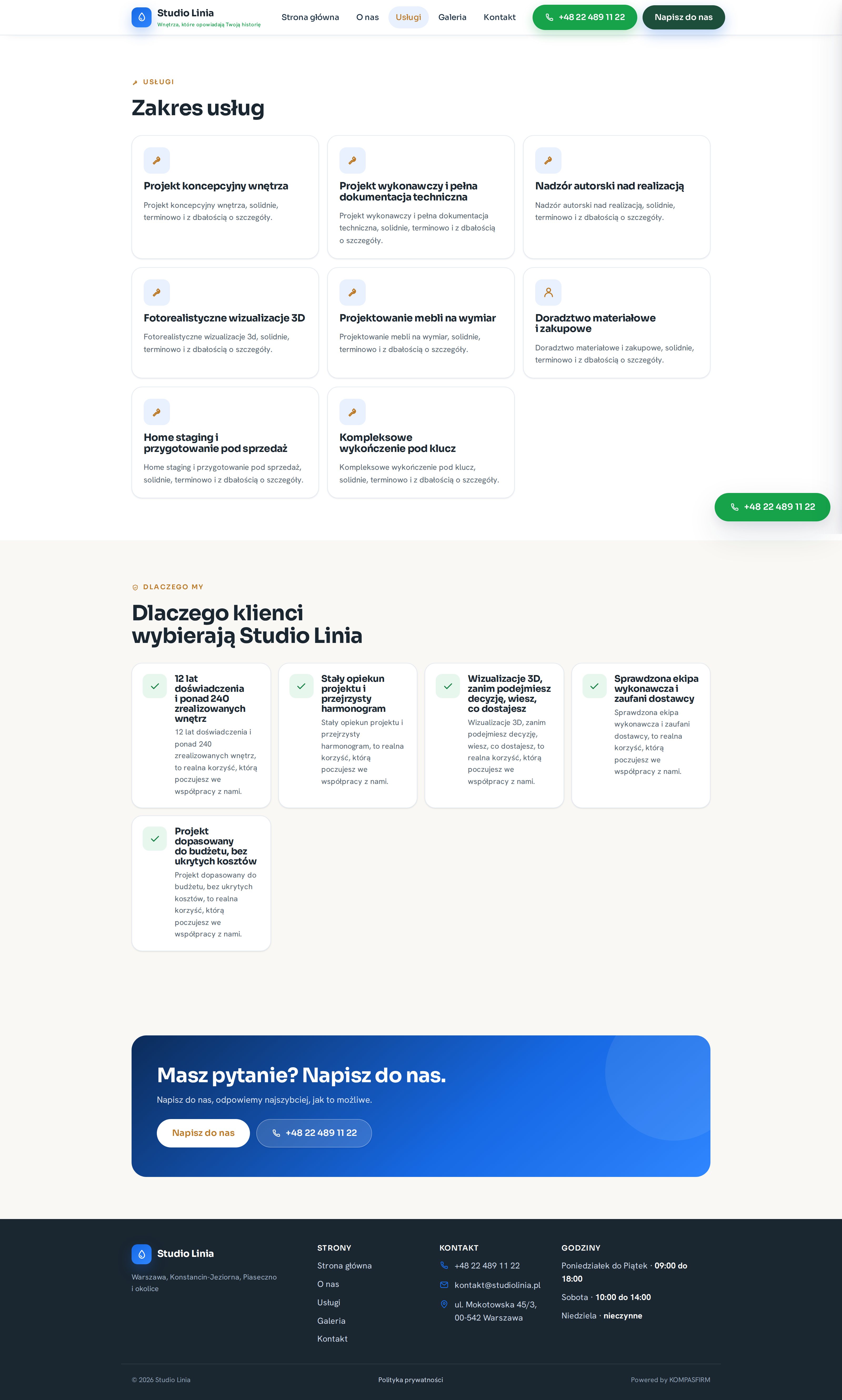 Oferta, w której każda usługa ma własną, osobną podstronę pod SEO